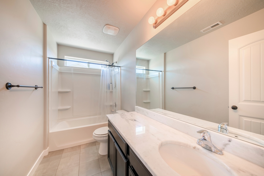 Interior,Of,A,White,Bathroom,With,Black,Bathroom,Fixtures,And